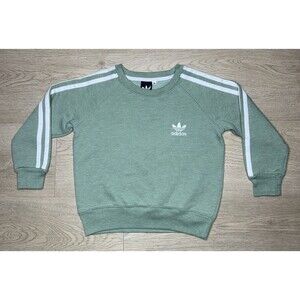 Adidas Originals 3 Stripes Fleece Sage Green Sweater Long Sleeve Youth Size 3